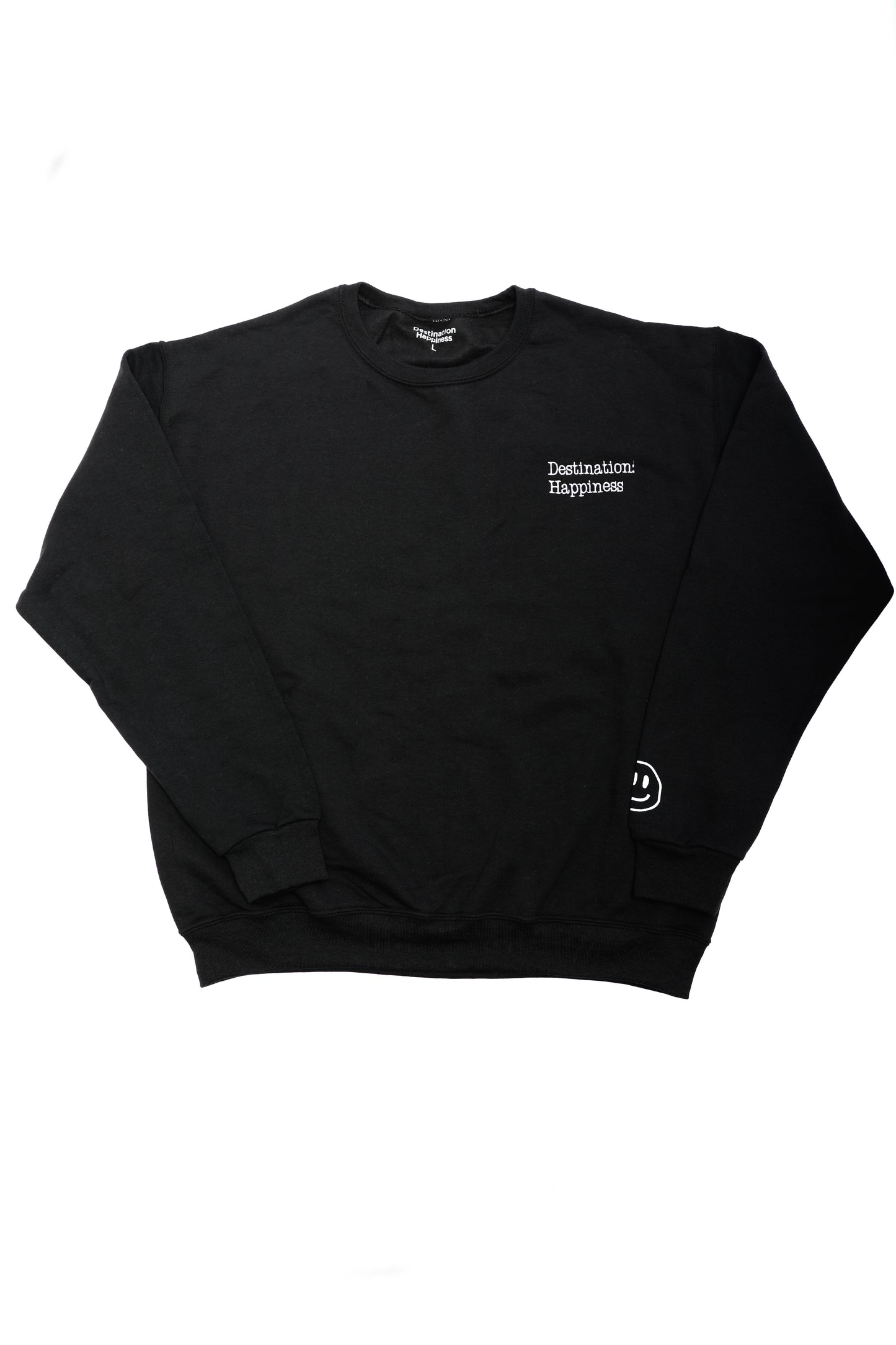 Black "Destination: Happiness" Logo Crewneck