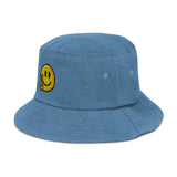 "Peace & Happiness" Denim Bucket Hat