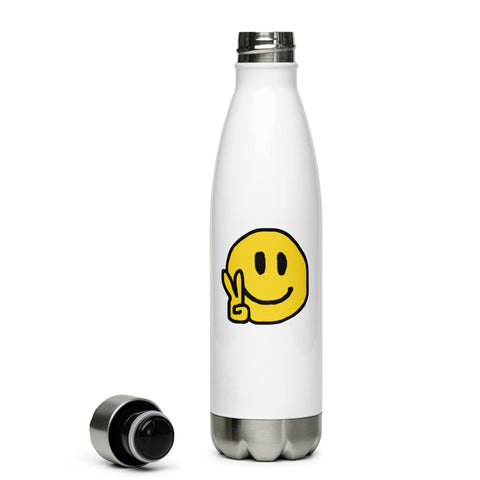 Stainless Steel Water Bottle w/Smiley Face Emoji